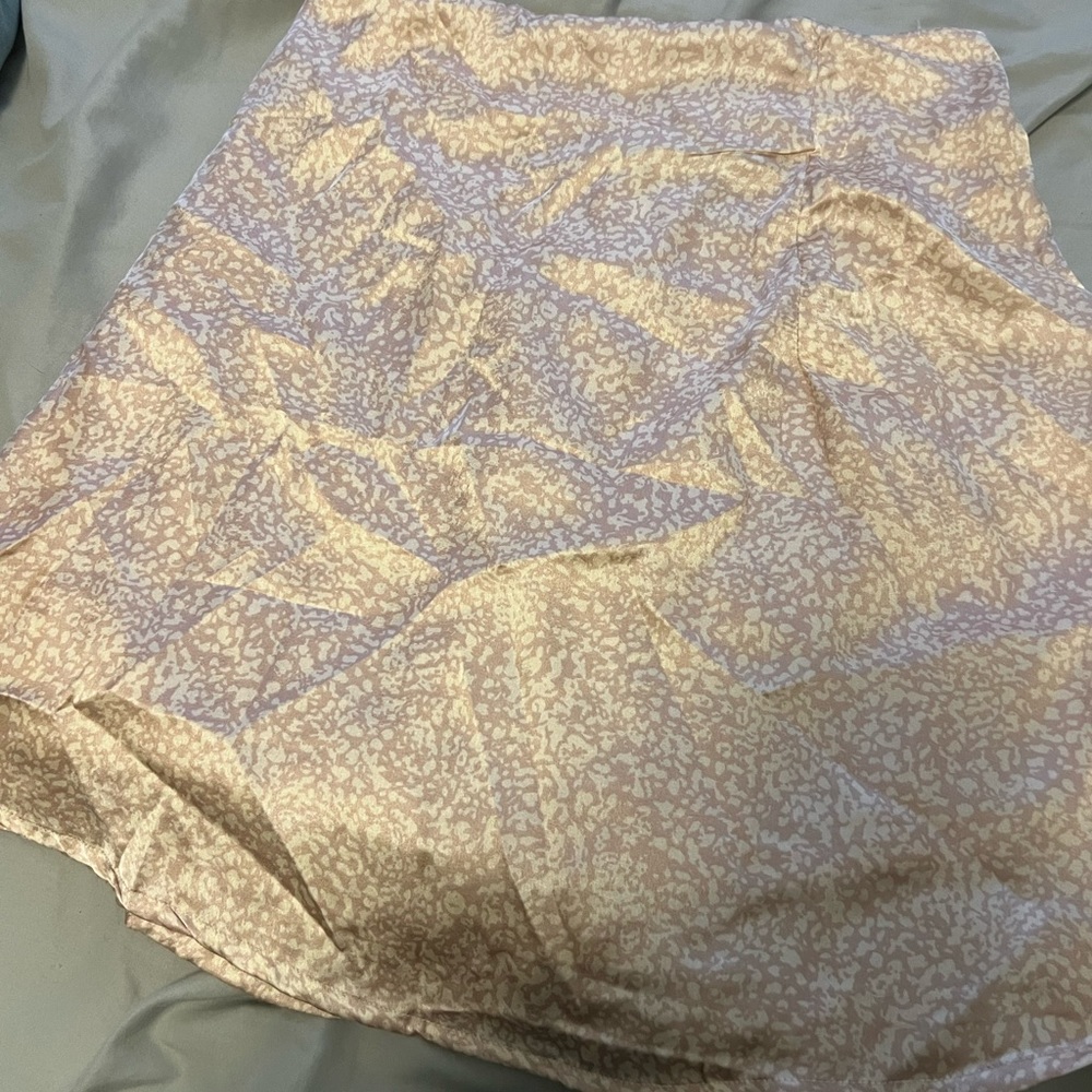 Pink cheetah satin skirt